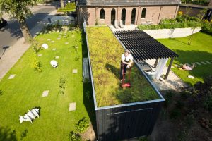 O telhado verde absorve até 90% mais o calor que os sistemas convencionais, fazendo com que este não seja propagado para o interior da construção
